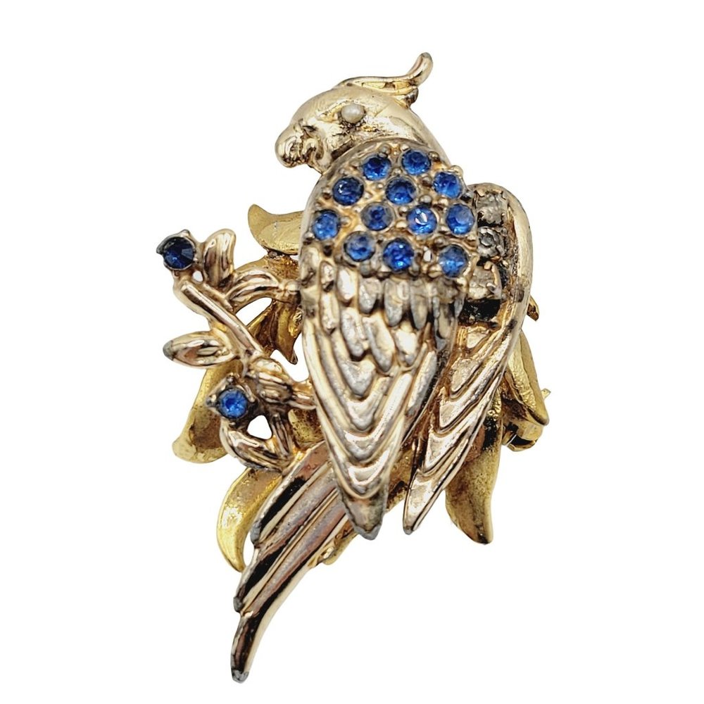 Vintage 40's Dimensional Rhinestone Bird Figural Brooch (A361)